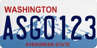WA license plate ASG0123