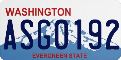 WA license plate ASG0192