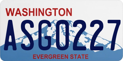 WA license plate ASG0227