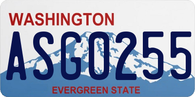 WA license plate ASG0255