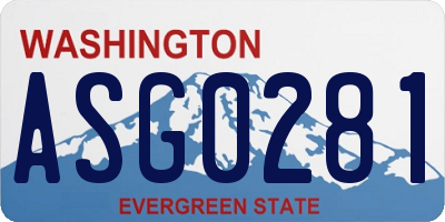WA license plate ASG0281