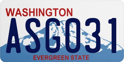 WA license plate ASG031