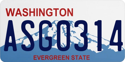 WA license plate ASG0314