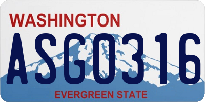 WA license plate ASG0316