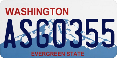 WA license plate ASG0355