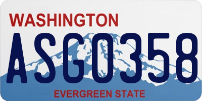 WA license plate ASG0358
