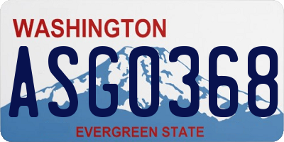 WA license plate ASG0368