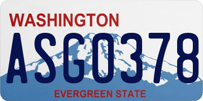 WA license plate ASG0378