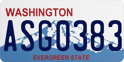 WA license plate ASG0383