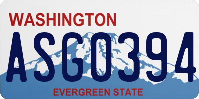 WA license plate ASG0394