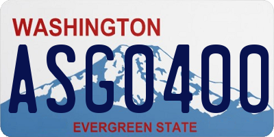 WA license plate ASG0400