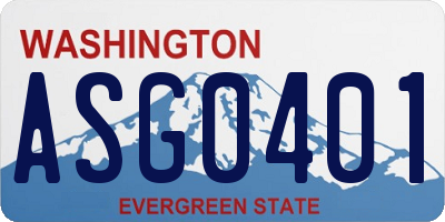 WA license plate ASG0401