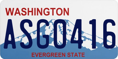 WA license plate ASG0416