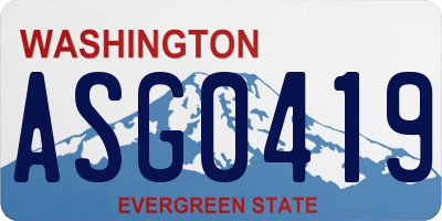WA license plate ASG0419