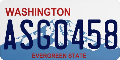 WA license plate ASG0458
