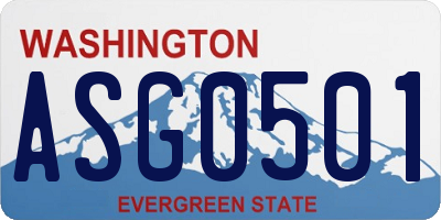WA license plate ASG0501
