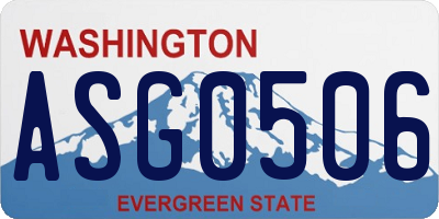 WA license plate ASG0506