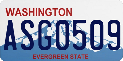 WA license plate ASG0509