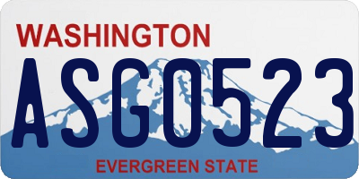 WA license plate ASG0523