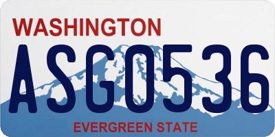 WA license plate ASG0536