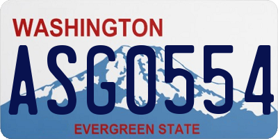 WA license plate ASG0554