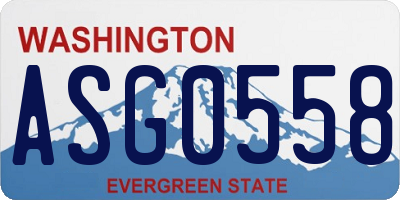 WA license plate ASG0558