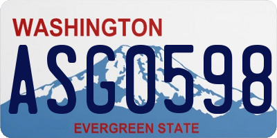 WA license plate ASG0598