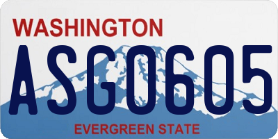 WA license plate ASG0605