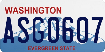 WA license plate ASG0607