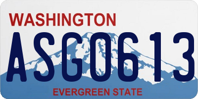 WA license plate ASG0613