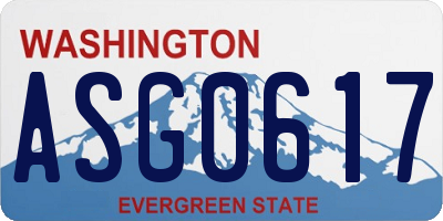 WA license plate ASG0617