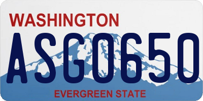 WA license plate ASG0650