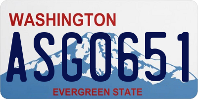 WA license plate ASG0651