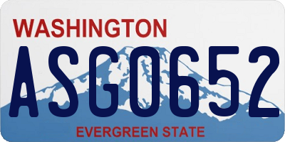 WA license plate ASG0652