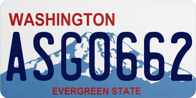 WA license plate ASG0662