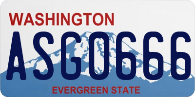 WA license plate ASG0666