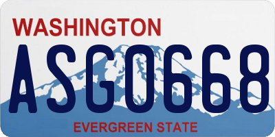 WA license plate ASG0668