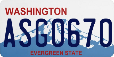 WA license plate ASG0670