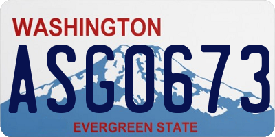 WA license plate ASG0673