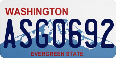 WA license plate ASG0692