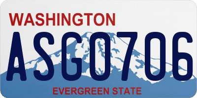 WA license plate ASG0706