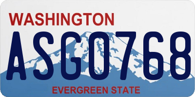 WA license plate ASG0768