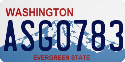 WA license plate ASG0783