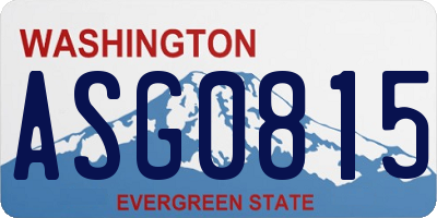 WA license plate ASG0815