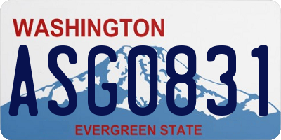 WA license plate ASG0831