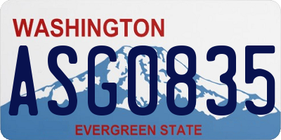 WA license plate ASG0835