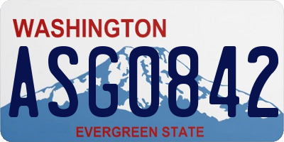WA license plate ASG0842
