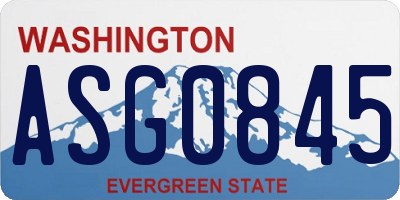 WA license plate ASG0845