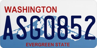 WA license plate ASG0852