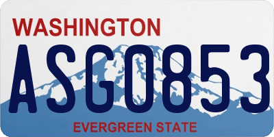 WA license plate ASG0853
